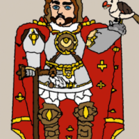 Супер Марио, одетый как средневековый рыцарь, едущий на птеродактиле в задней части автобуса, картина в стиле барокко.